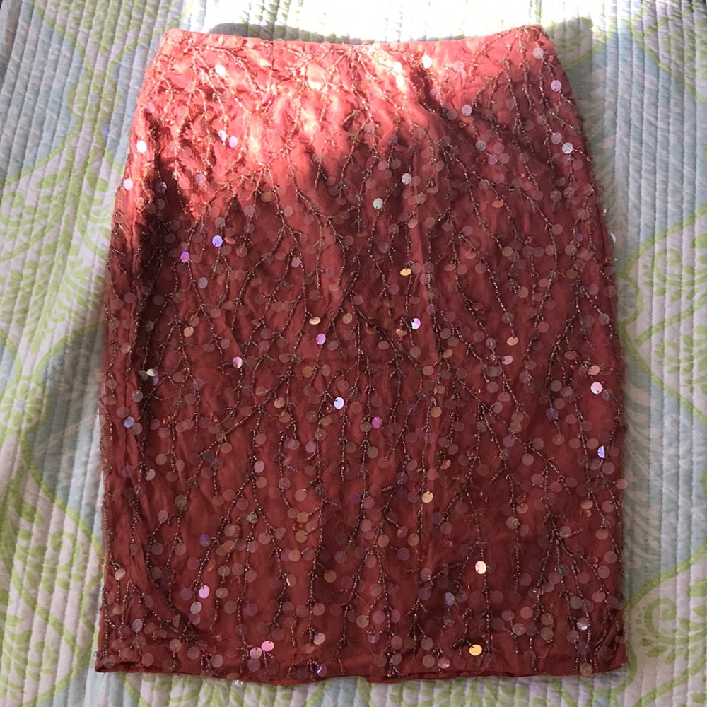 💯 % silk Tracy Reese Satin lined Beaded skirt